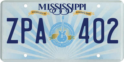 MS license plate ZPA402