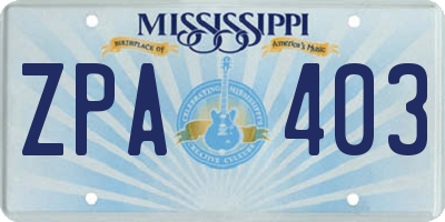 MS license plate ZPA403