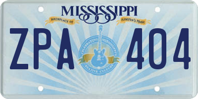 MS license plate ZPA404