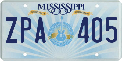 MS license plate ZPA405