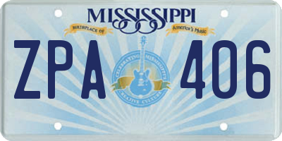 MS license plate ZPA406