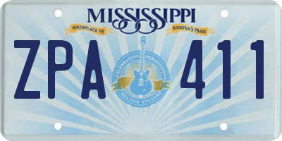 MS license plate ZPA411