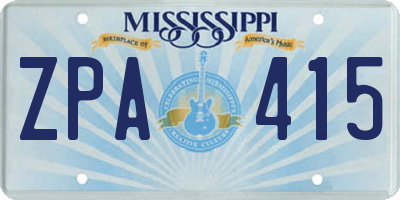 MS license plate ZPA415