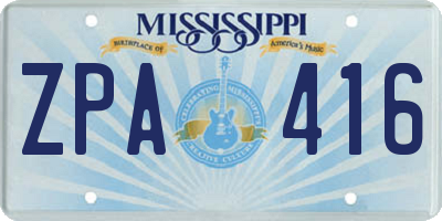 MS license plate ZPA416