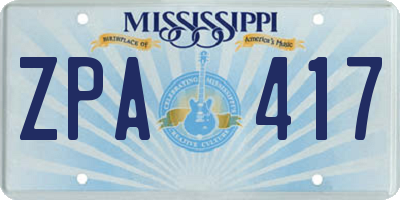 MS license plate ZPA417