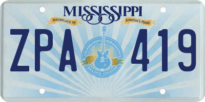 MS license plate ZPA419