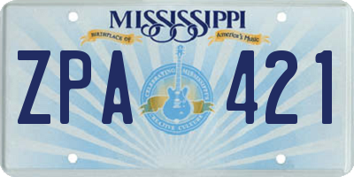 MS license plate ZPA421