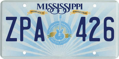 MS license plate ZPA426
