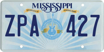 MS license plate ZPA427