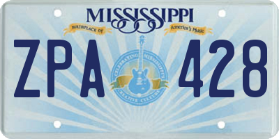 MS license plate ZPA428