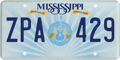 MS license plate ZPA429