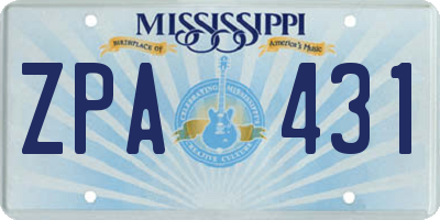 MS license plate ZPA431
