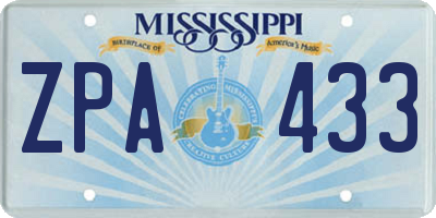 MS license plate ZPA433