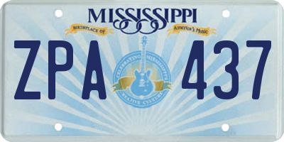 MS license plate ZPA437