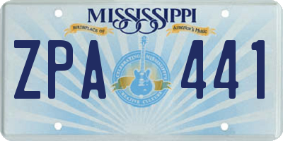 MS license plate ZPA441