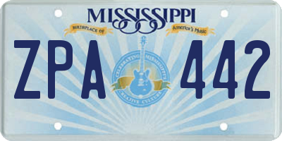 MS license plate ZPA442