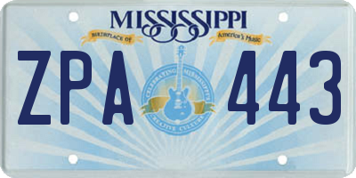 MS license plate ZPA443