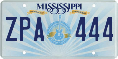 MS license plate ZPA444