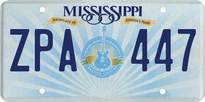 MS license plate ZPA447