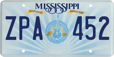 MS license plate ZPA452