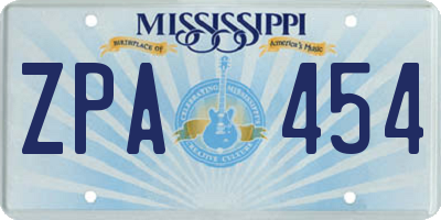 MS license plate ZPA454