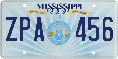 MS license plate ZPA456