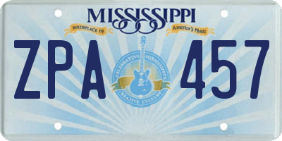 MS license plate ZPA457