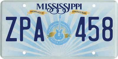 MS license plate ZPA458