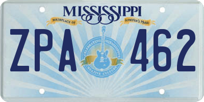 MS license plate ZPA462