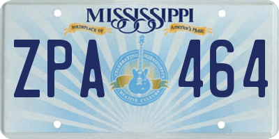 MS license plate ZPA464