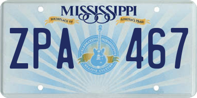 MS license plate ZPA467