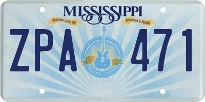 MS license plate ZPA471