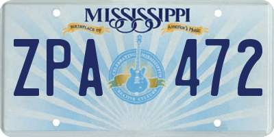 MS license plate ZPA472