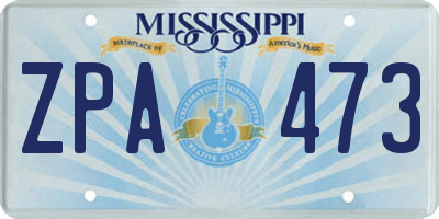 MS license plate ZPA473
