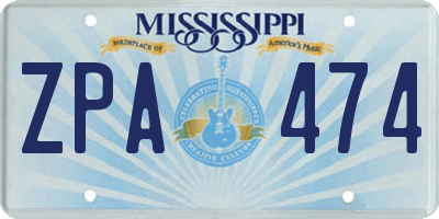 MS license plate ZPA474