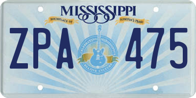 MS license plate ZPA475
