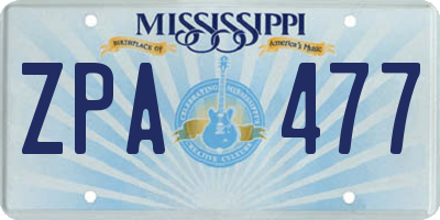 MS license plate ZPA477