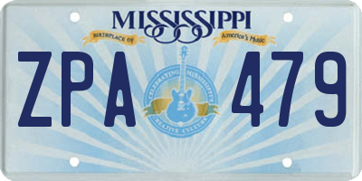 MS license plate ZPA479