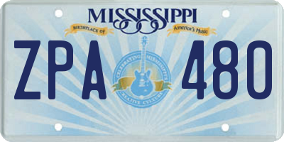 MS license plate ZPA480
