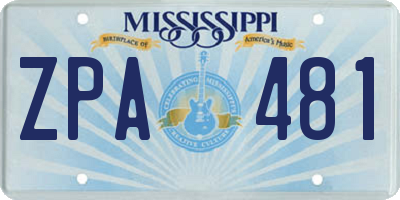 MS license plate ZPA481