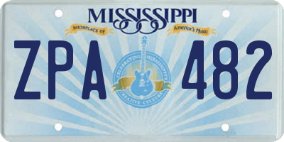 MS license plate ZPA482