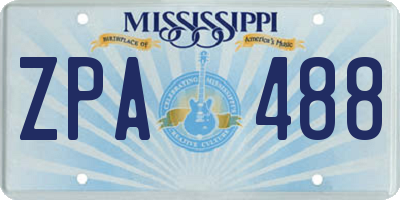 MS license plate ZPA488