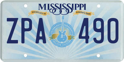 MS license plate ZPA490