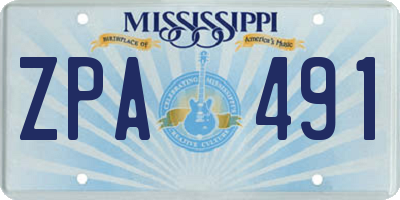 MS license plate ZPA491