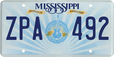 MS license plate ZPA492