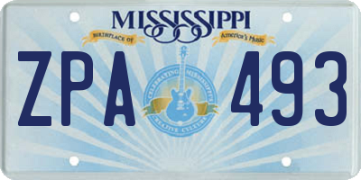 MS license plate ZPA493