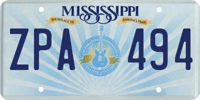 MS license plate ZPA494