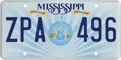 MS license plate ZPA496