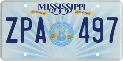 MS license plate ZPA497