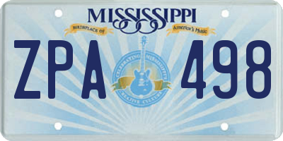 MS license plate ZPA498